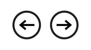 Left‑pointing arrow and right‑pointing arrow inside circular outlines.