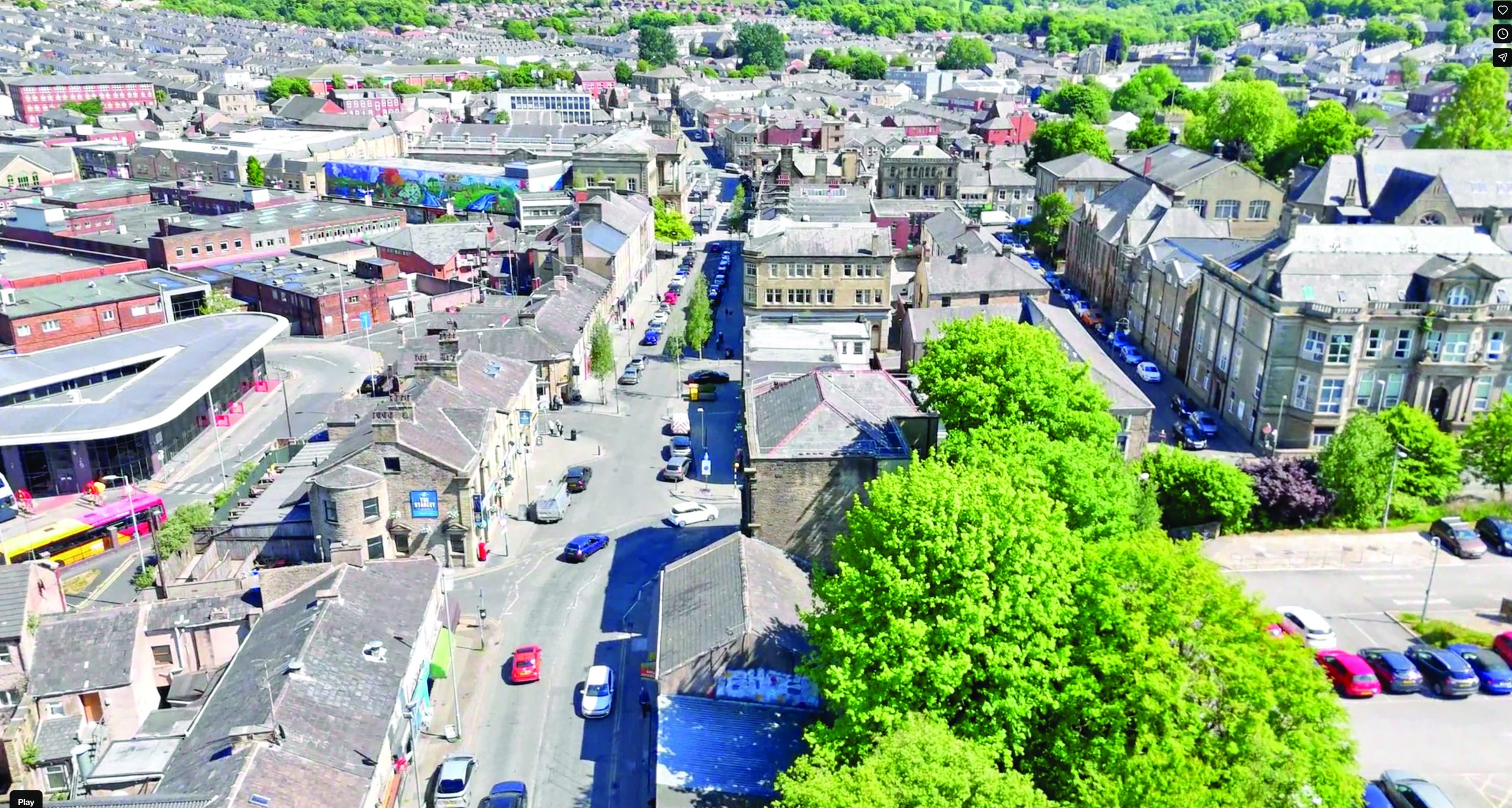 drone photo of town centre