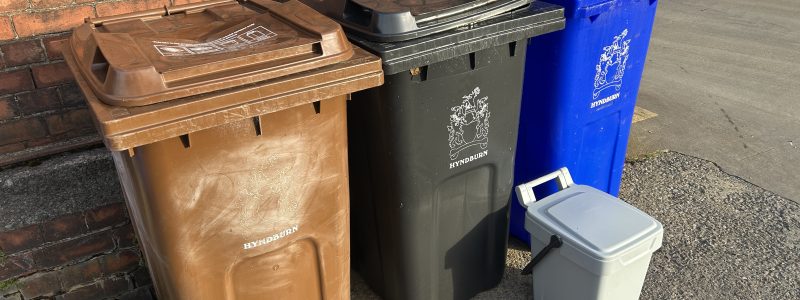 Outdoor bins including new food waste caddy