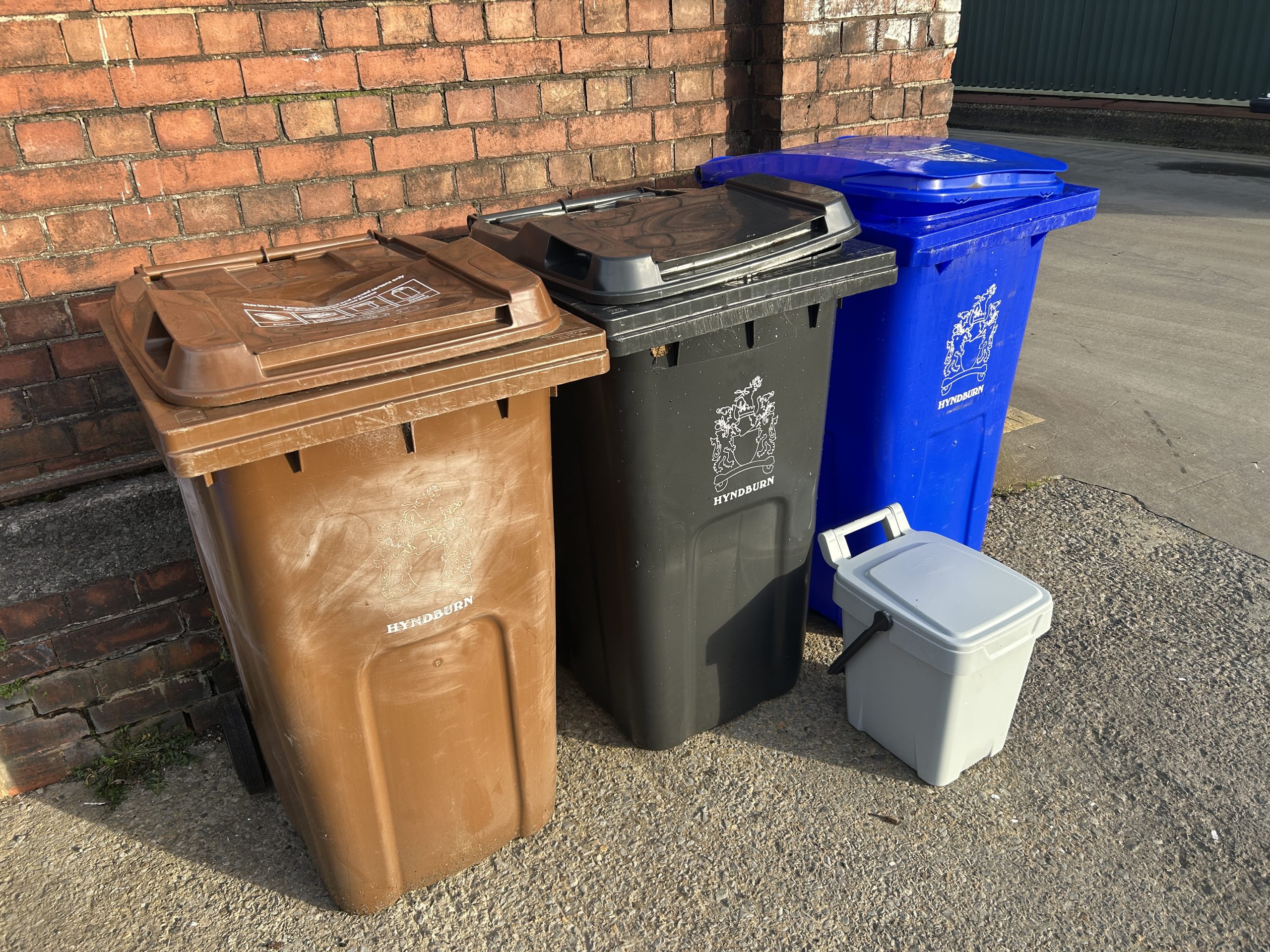 Outdoor bins including new food waste caddy