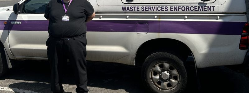 Person standing in front of van