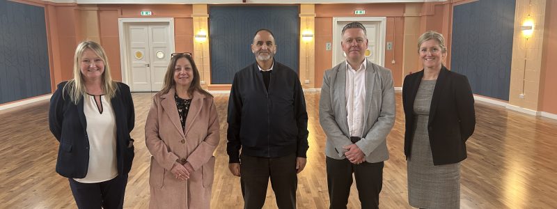 People gathered in a gall